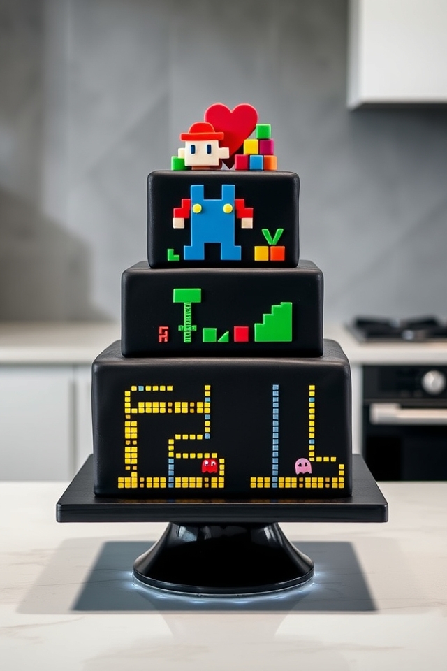 nostalgic pixel art cake