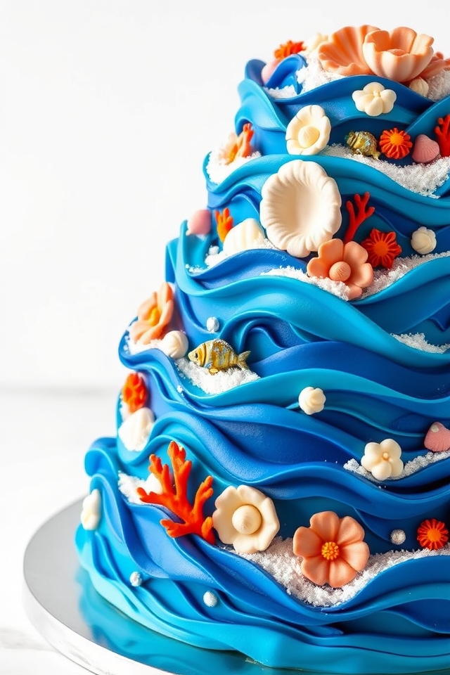 ocean waves fantasy cake