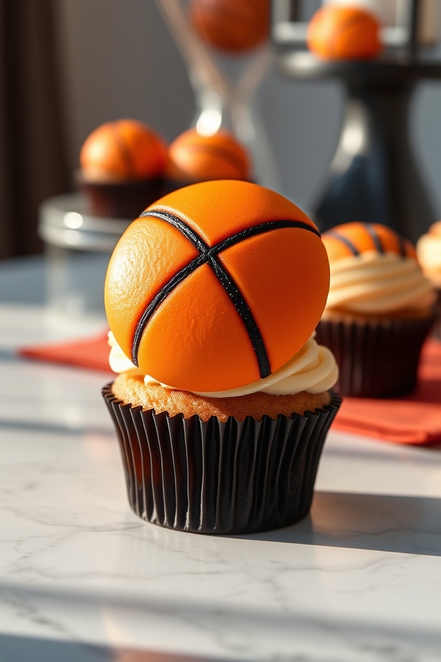orange fondant basketball texture