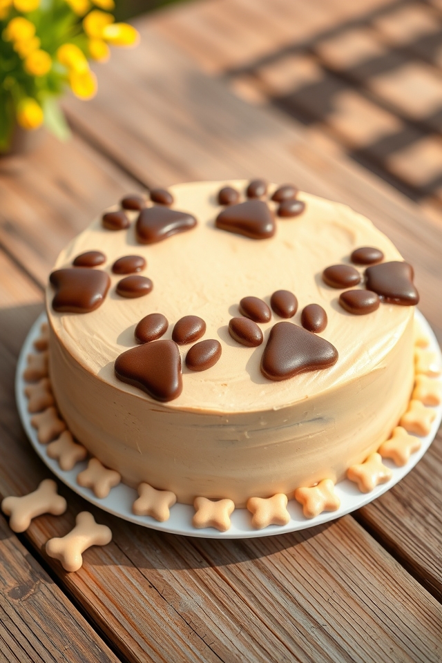 paw print dog party cake