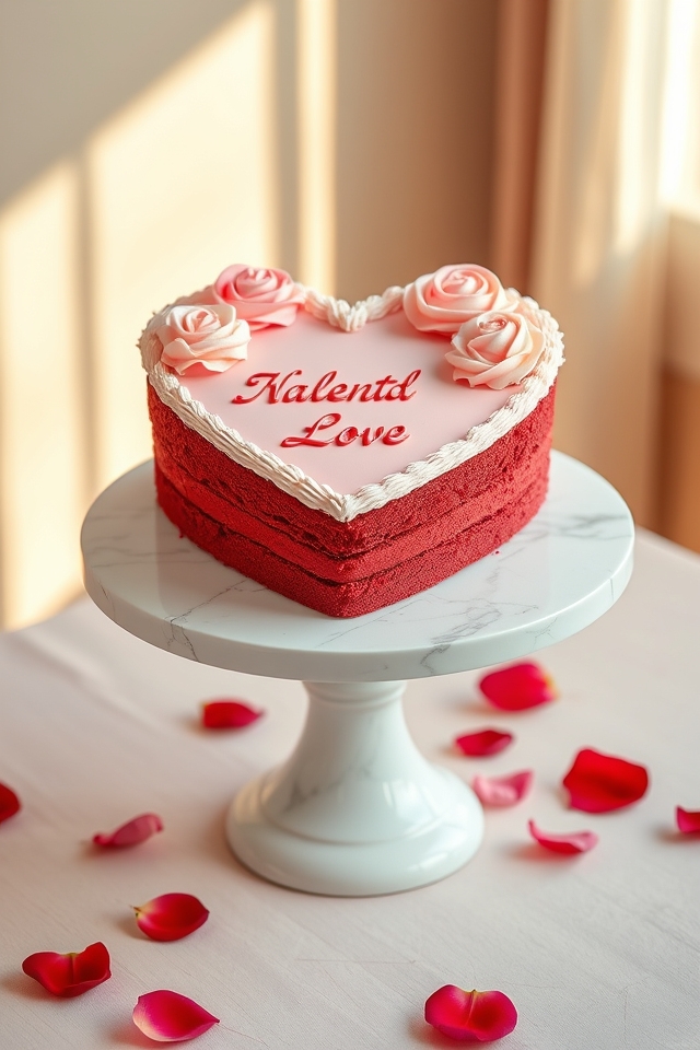 personalized message heart cake