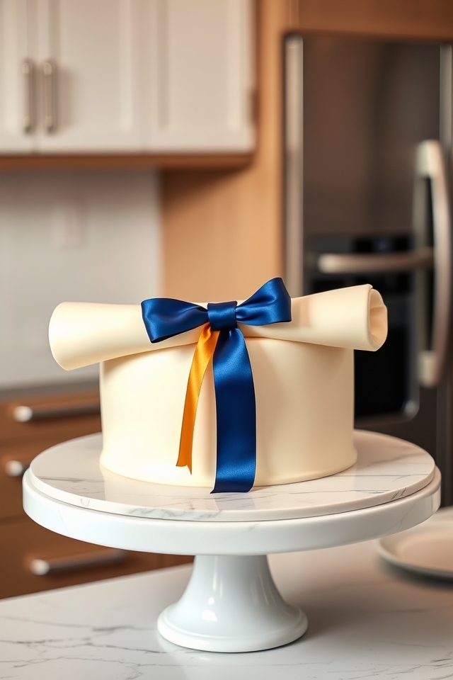 personalized rolled diploma cake