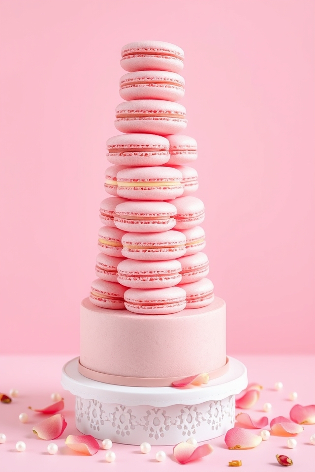 pink macaron tower cake