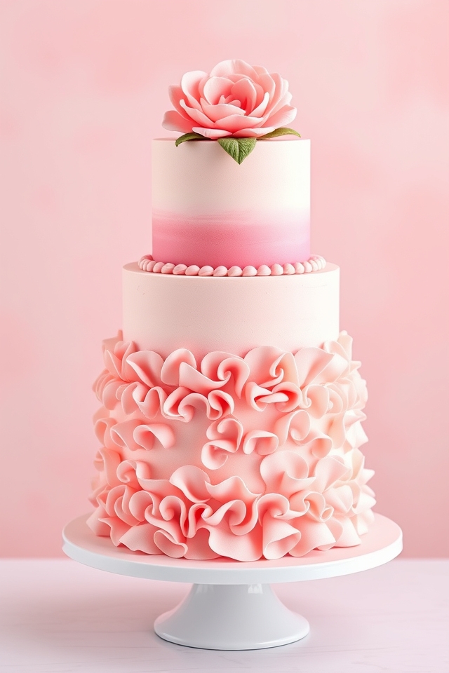 pink ombre ruffle design