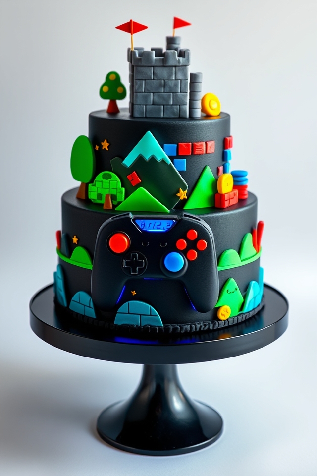 pixelated gaming cake glow