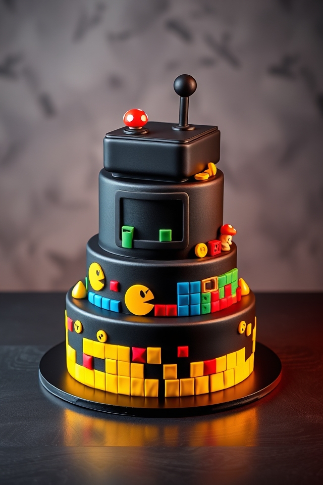pixelated retro gaming cake