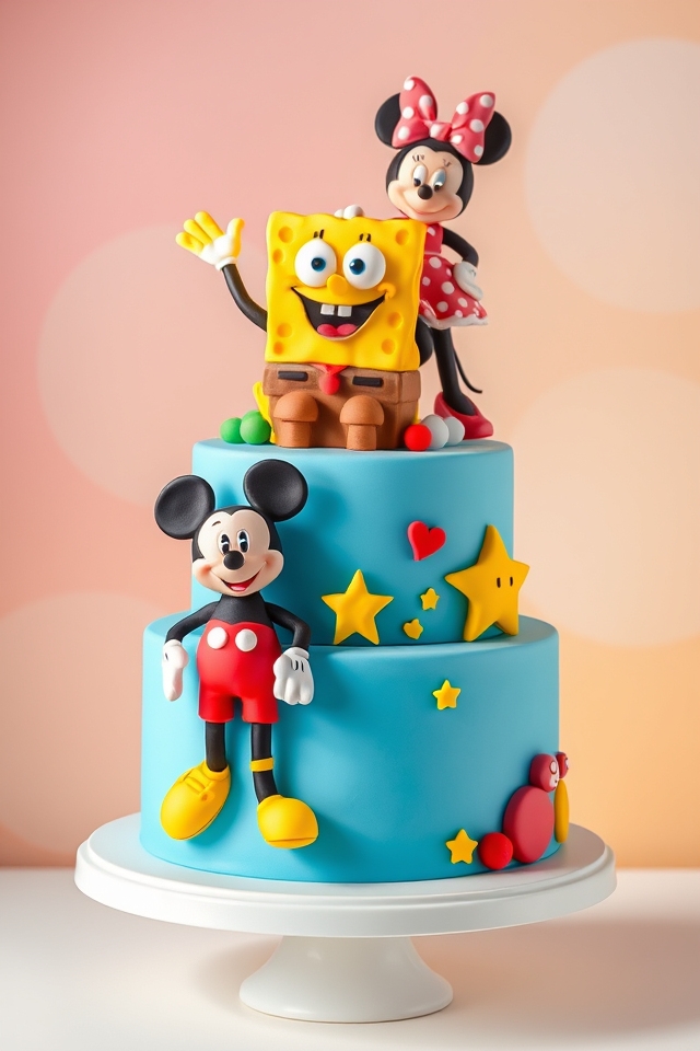 playful cartoon character cakes