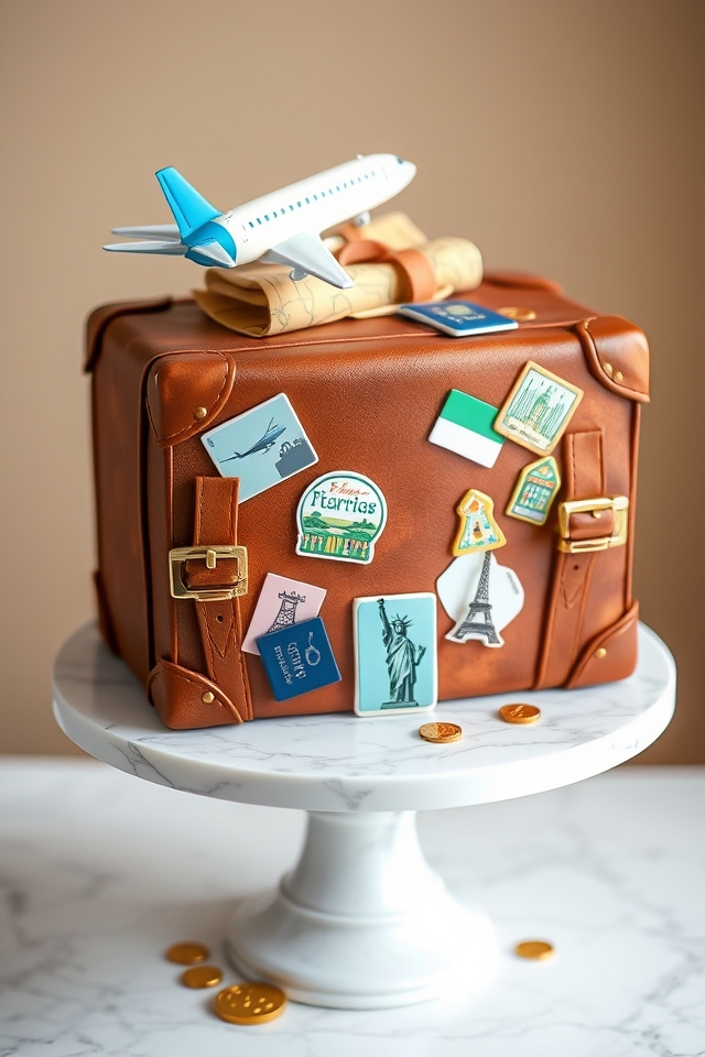 playful suitcase journey cake