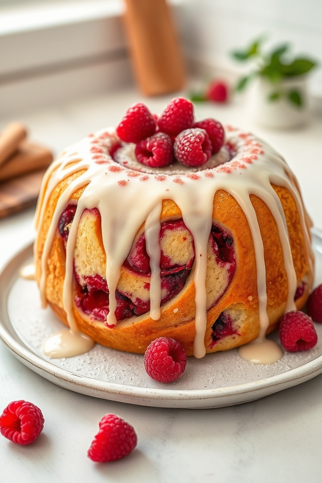 raspberry cinnamon roll cake
