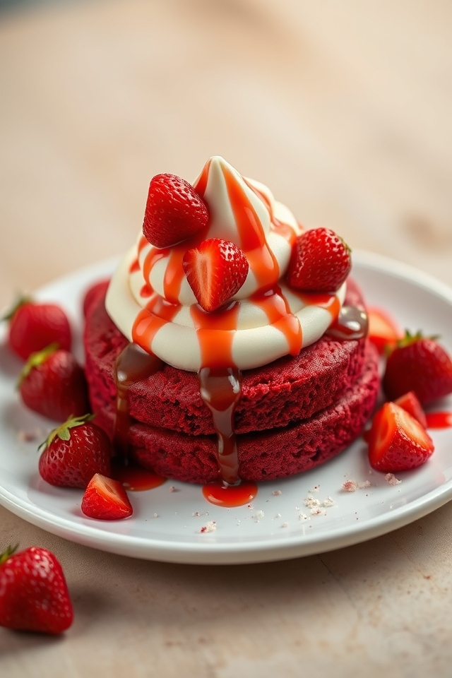 red velvet strawberry sundae