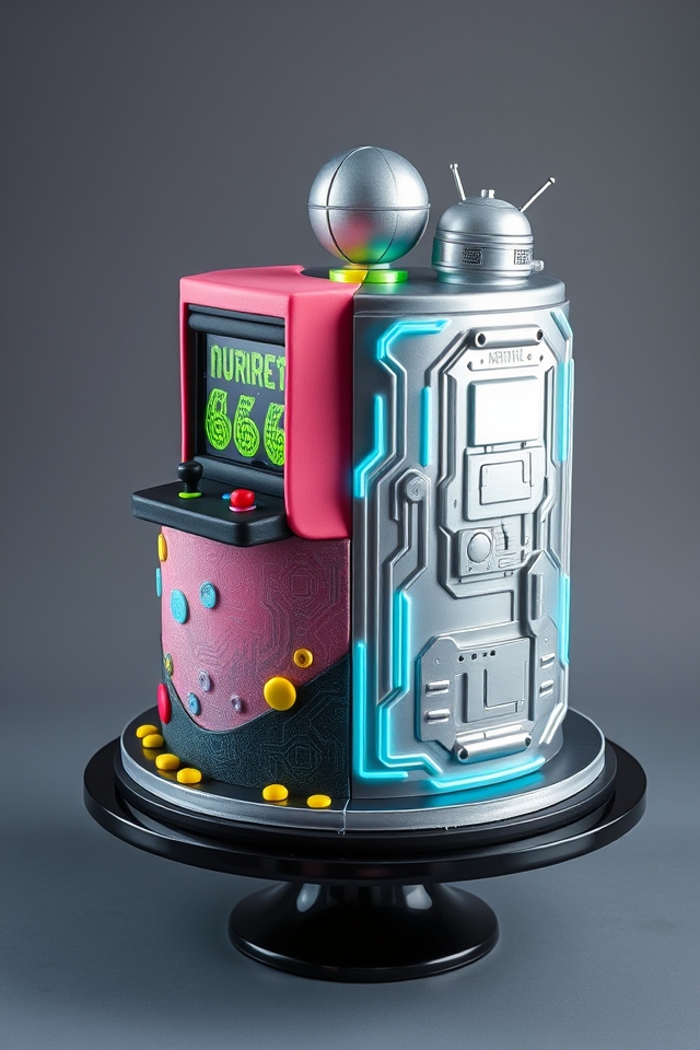 retro arcade futuristic tech