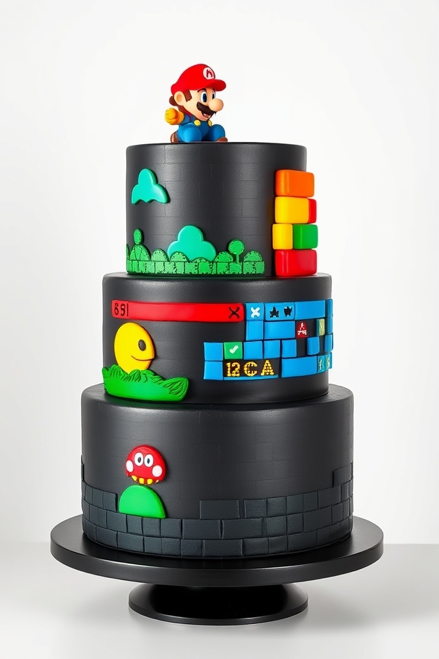 retro pixelated gaming cake