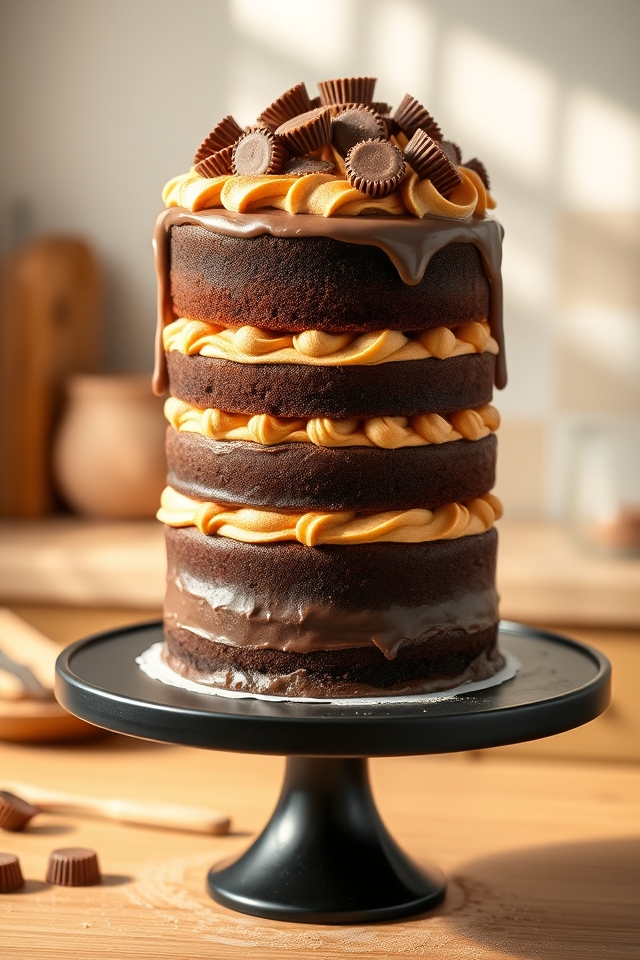 rich chocolate peanut butter stack