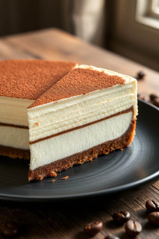 rich tiramisu cheesecake layer