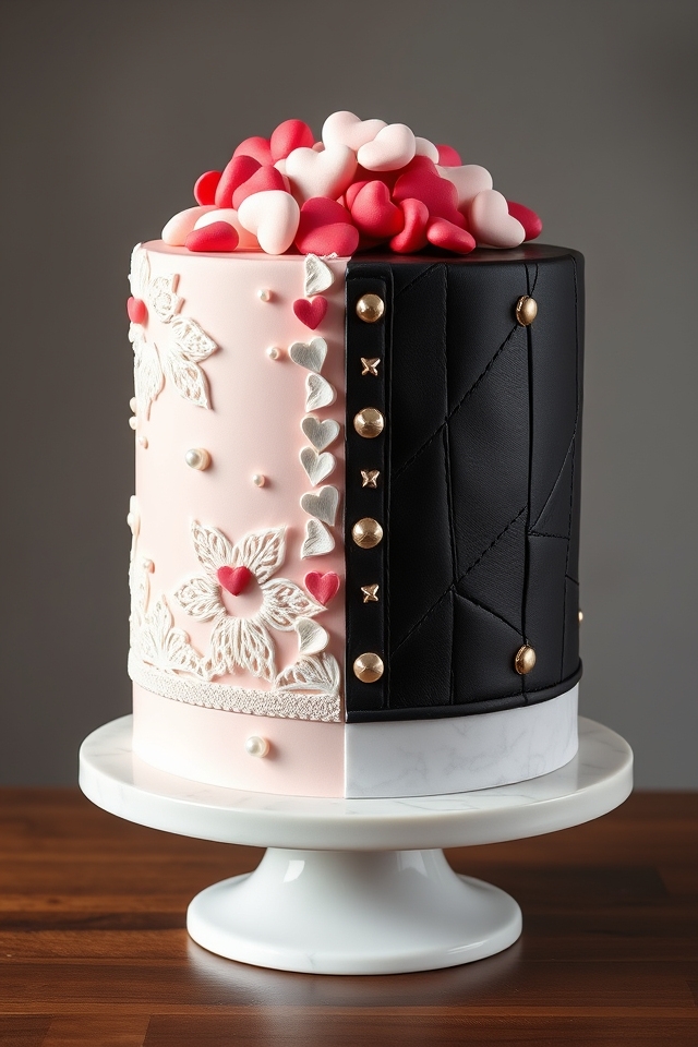 romantic hearts edgy leather