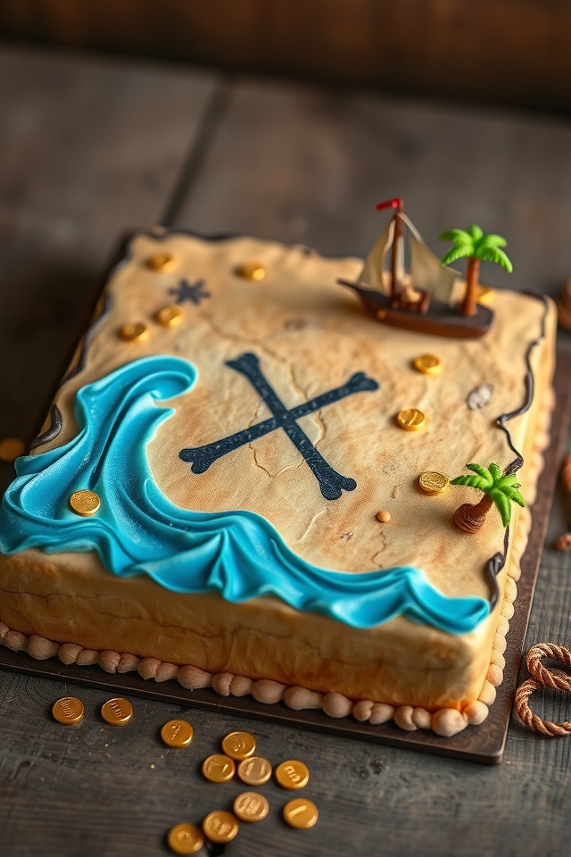 rugged treasure map cake
