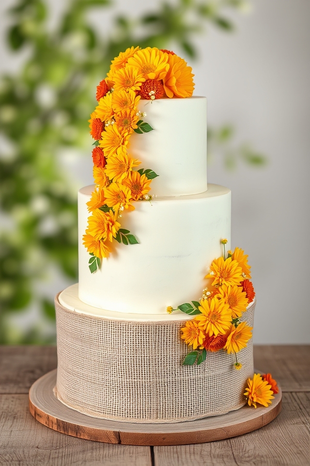 rustic burlap flower cascade