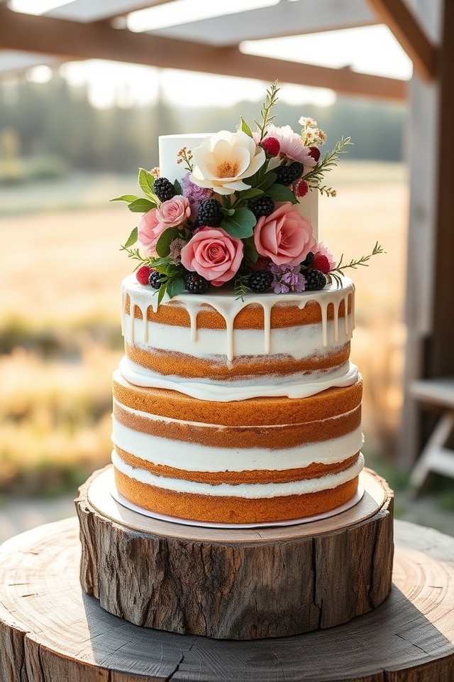 rustic charm naked cakes