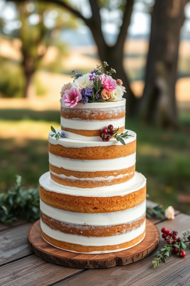 rustic naked cake elegance