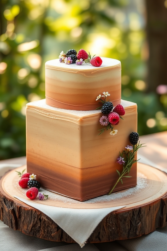 rustic natural elements cakes