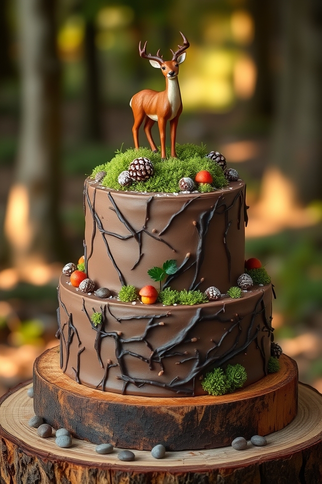 rustic woodland charm cake
