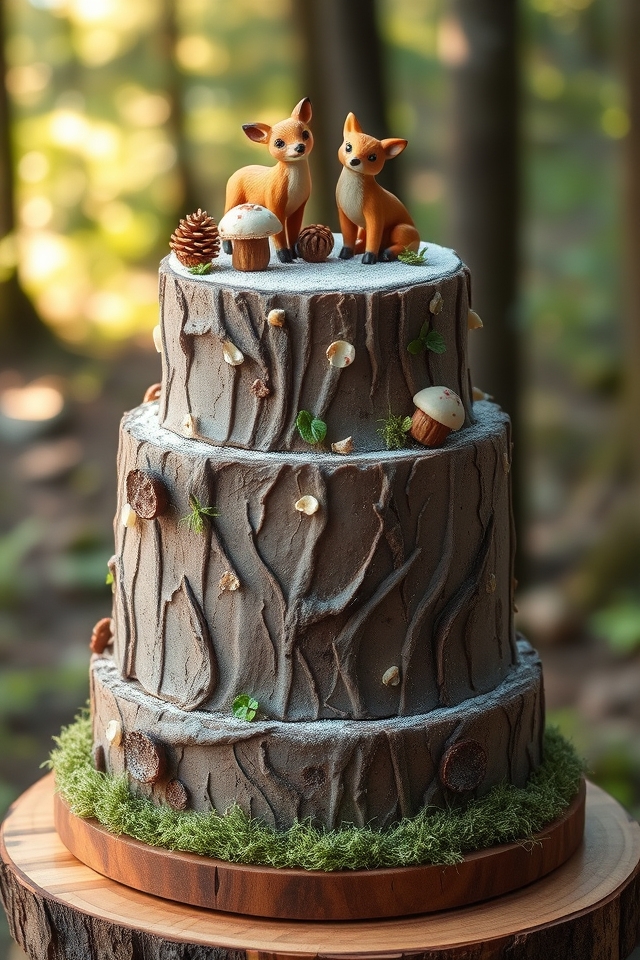 rustic woodland charm cake