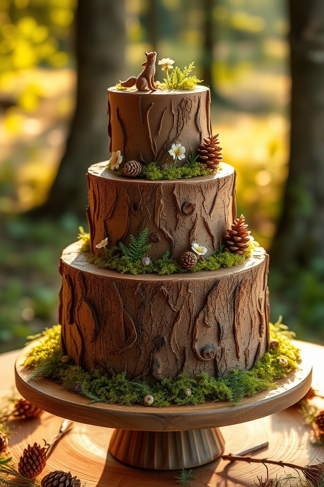 rustic woodland themed cake