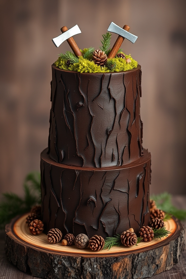 rustic woodsy lumberjack cake