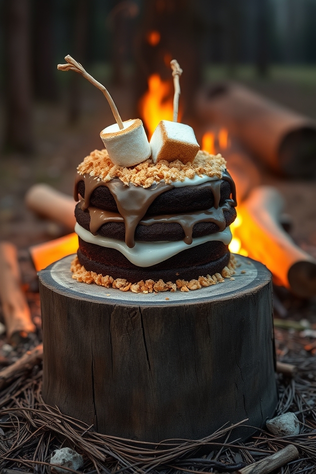 s mores cake over fire