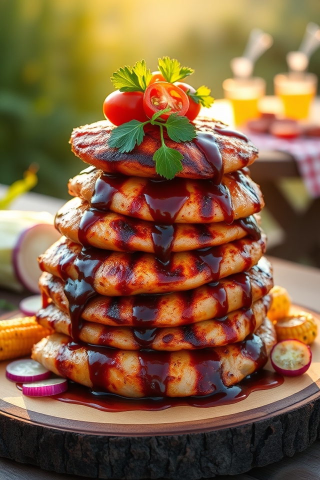 savory bbq chicken stack