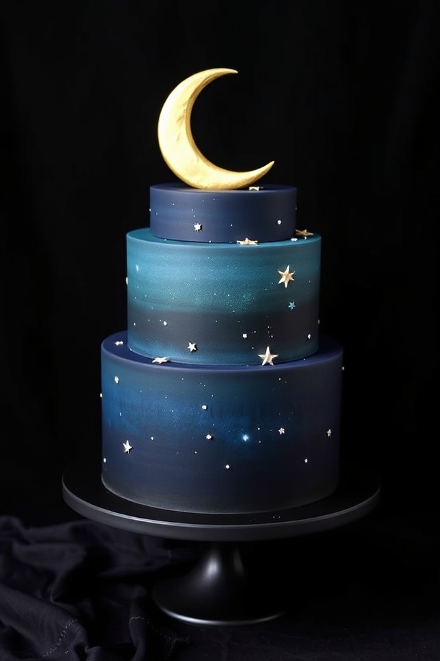 shimmering crescent moon stars