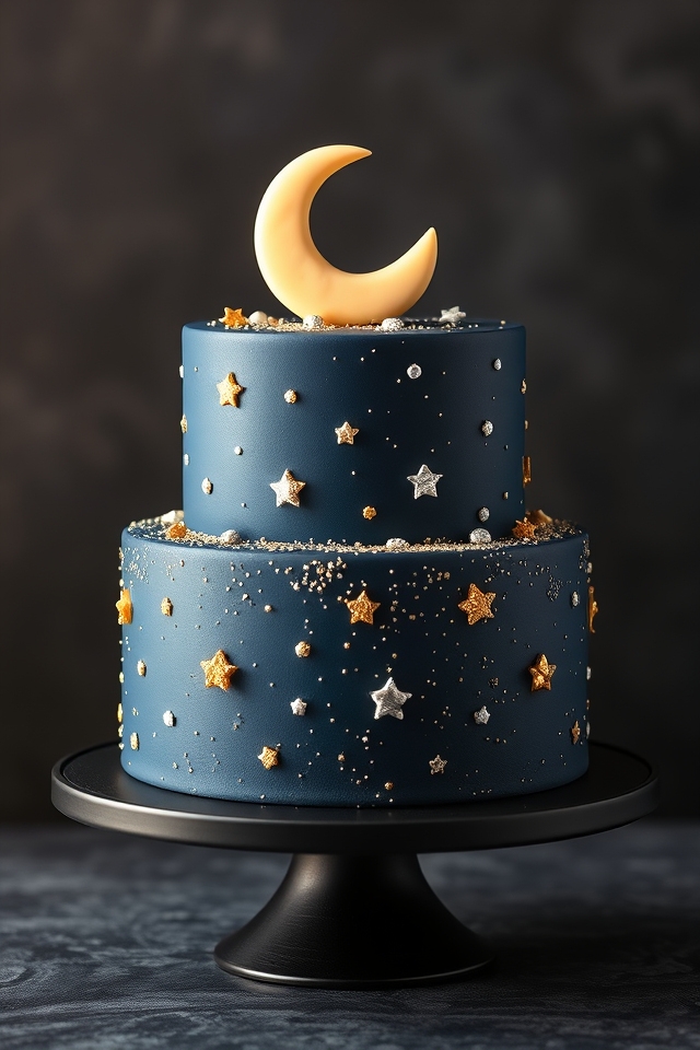 shimmering starry night cake