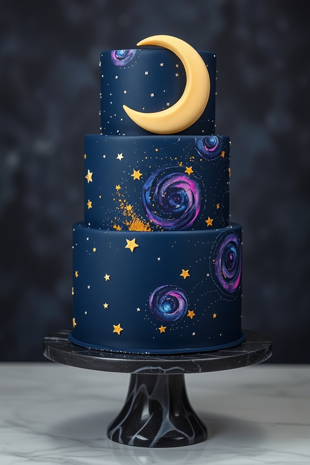 shimmering starry night cake