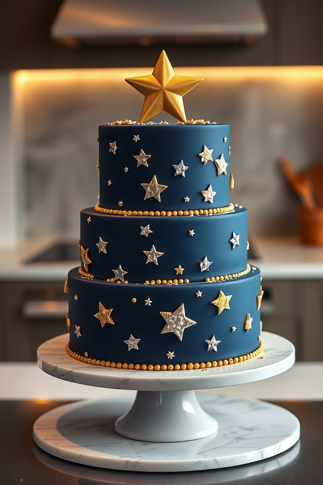 shimmering stars navy backdrop