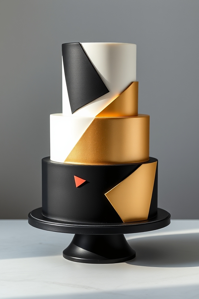 sleek modern geometric cakes
