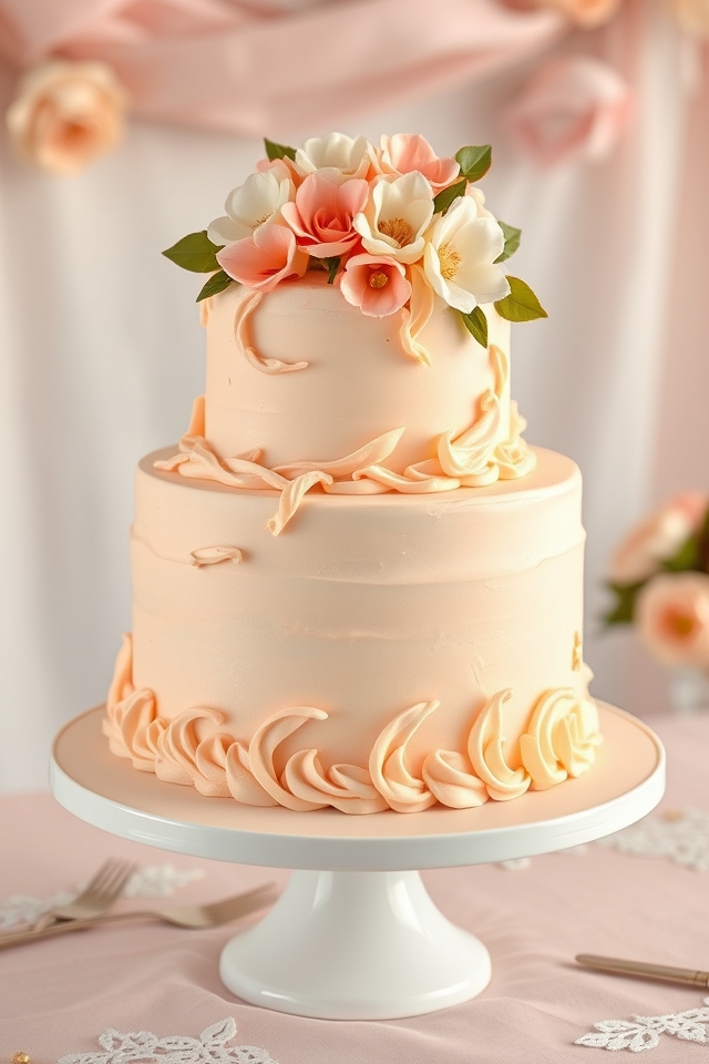 soft peach petal cake