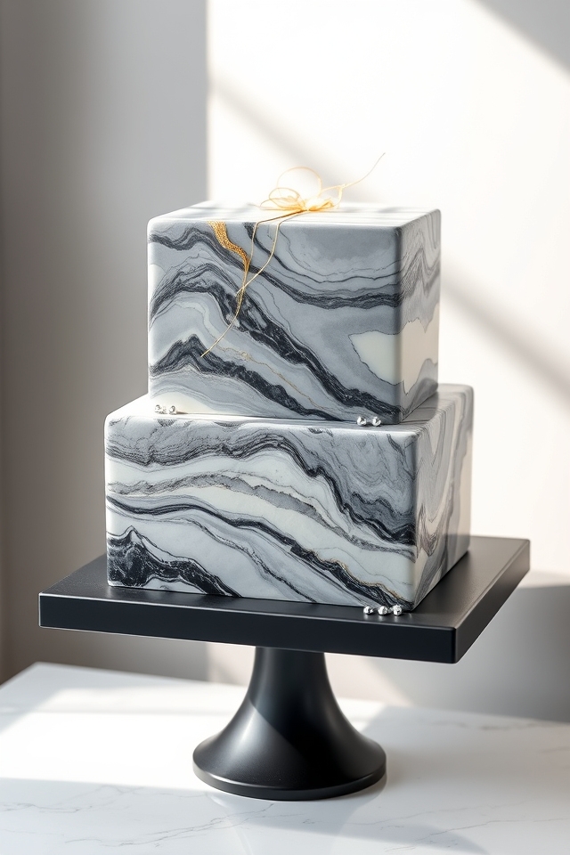 sophisticated marble effect cakes