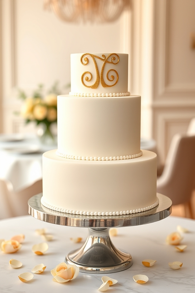 sophisticated personalized monogram cake