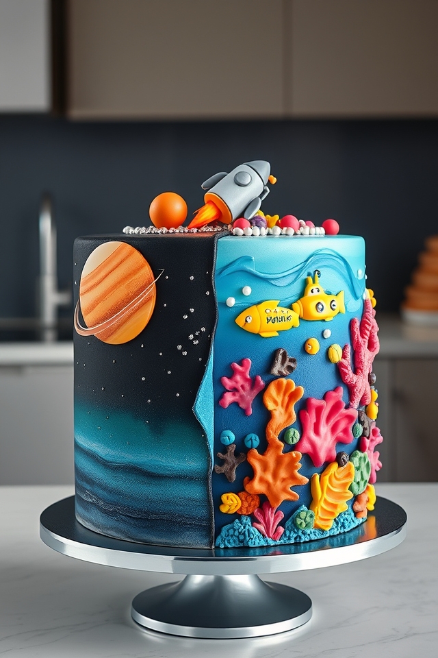 space underwater exploration cake