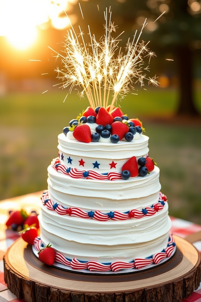 sparkler topped vanilla cake