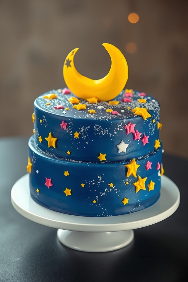 sparkling starry night cake
