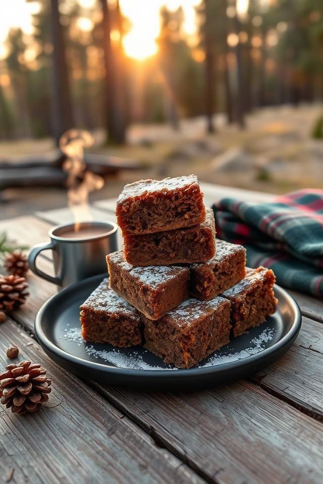 spiced campfire gingerbread squares