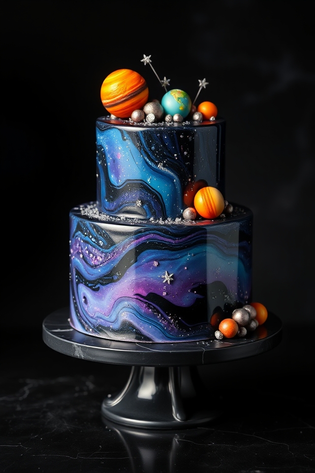 starry swirled celestial cake
