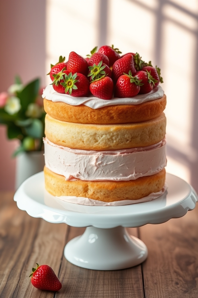 strawberry cream layer cake