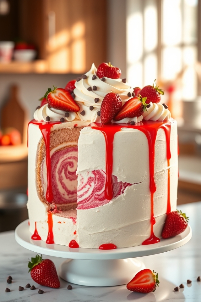strawberry sundae marble cake