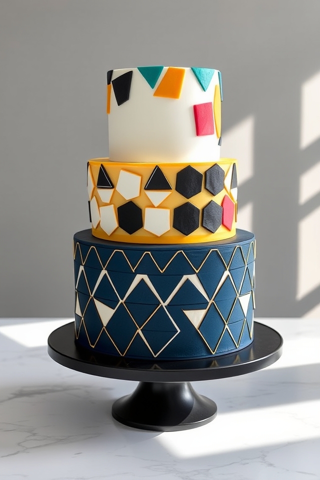 striking vibrant geometric cakes