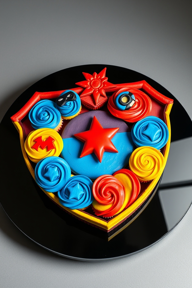 superhero symbol cupcake design