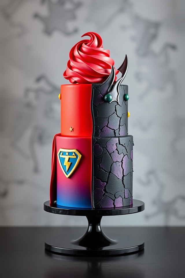 superhero villain mashup cake