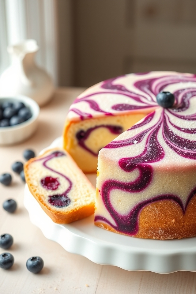 swirled blueberry yogurt marble