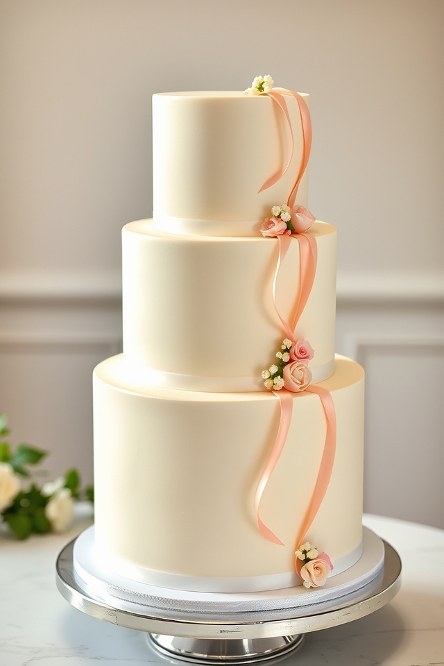 tiered cake ribbon cascade